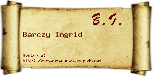 Barczy Ingrid névjegykártya
